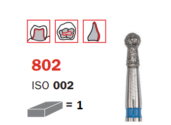 Fresa tronco diamantado con punta en bola ø 1.2mm  314802012