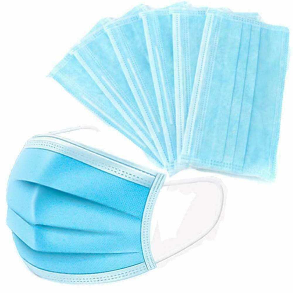 Mascarilla desechable AZUL triple hoja, sujetada en oreja 50 pzs por caja