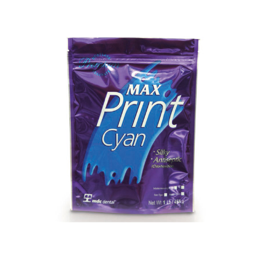 [01-B302] ALGINATO MAX PRINT CYAN 454GR para finos detalles de reproducción (0.025 mm.),..consistencia siliconizada y antiséptico.